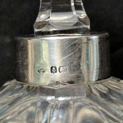 c1910 Large English Cut Glass Perfume Bottle with Sterling Band - Estate Fresh Austin