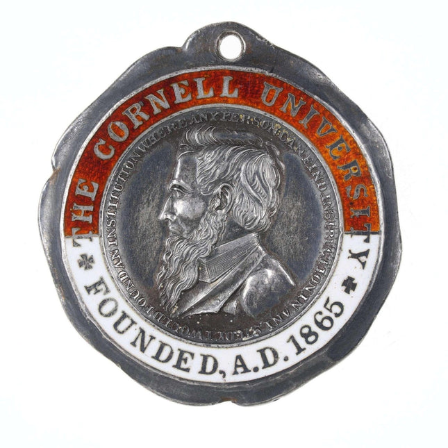 c1910 Sterling enamel Cornell University pendant/medal/watch fob - Estate Fresh Austin