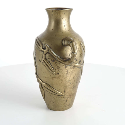 c1915 Chinese Bronze Vase with Bamboo Decoration - Estate Fresh Austin