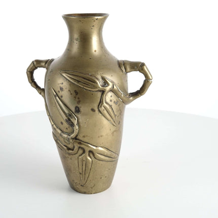 c1915 Chinese Bronze Vase with Bamboo Decoration - Estate Fresh Austin