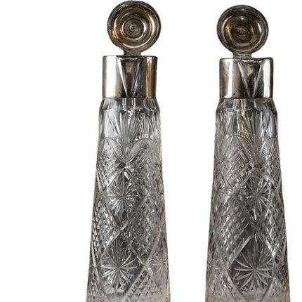 c1920 Art Deco Cut Glass Claret Jugs pair - Estate Fresh Austin