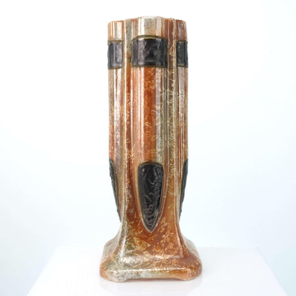 c1920 Art Deco Czechoslovakia Alien Ware Iridescent Luster Pottery Vase - Estate Fresh Austin