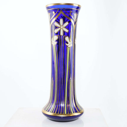 c1920 Cobalt Enameled bohemian art deco vase - Estate Fresh Austin