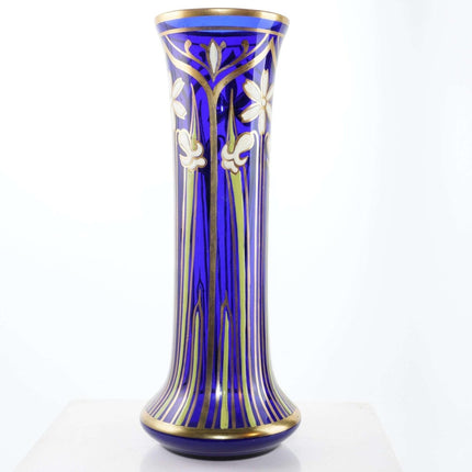 c1920 Cobalt Enameled bohemian art deco vase - Estate Fresh Austin