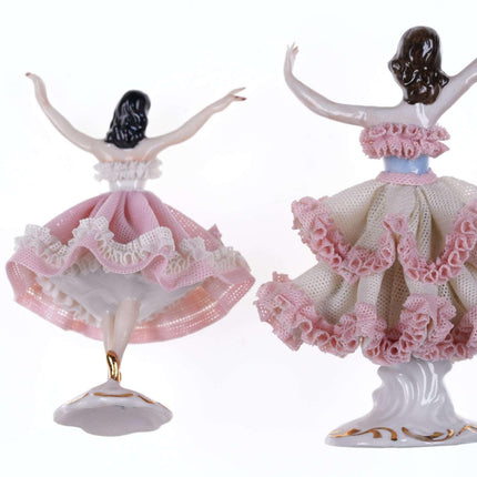 c1920's Dresden Ballerina figures with lace dresses - Estate Fresh Austin