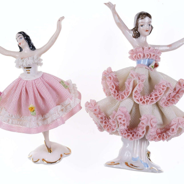 c1920's Dresden Ballerina figures with lace dresses - Estate Fresh Austin