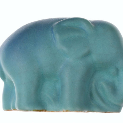 c1920's Van Briggle Elephant Paperweight in Blue Matte - Estate Fresh Austin