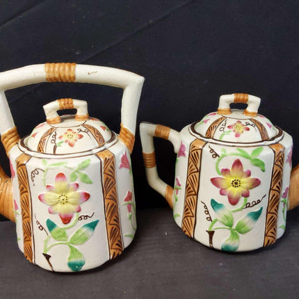 c1924 Staffordshire Majolica Brownhills Pottery Teapot Set Aesthetic Movement - Estate Fresh Austin