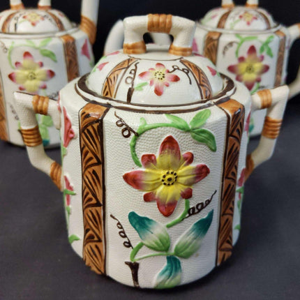 c1924 Staffordshire Majolica Brownhills Pottery Teapot Set Aesthetic Movement - Estate Fresh Austin