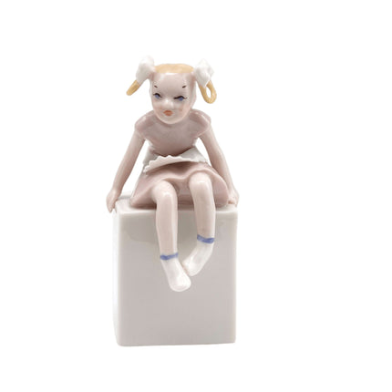 c1940 Lenox Miniature Girl on Ledge Figure - Estate Fresh Austin