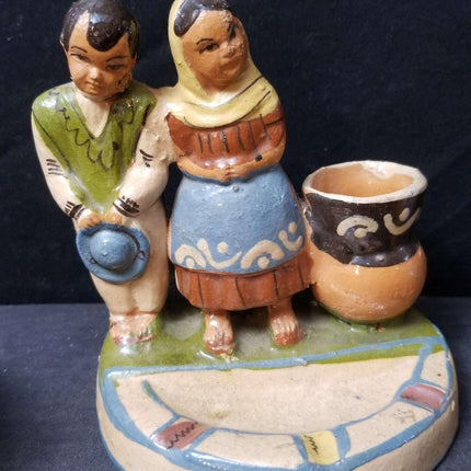 c1940 Tlaquepaque Mexican Folk Pottery Ash Tray and Pig Shakers - Estate Fresh Austin