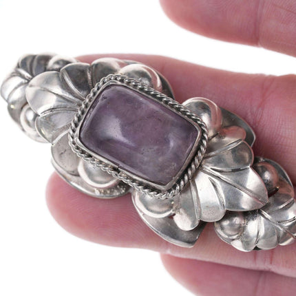 c1940's Mexican Modernist sterling silver pin with amethyst - Estate Fresh Austin