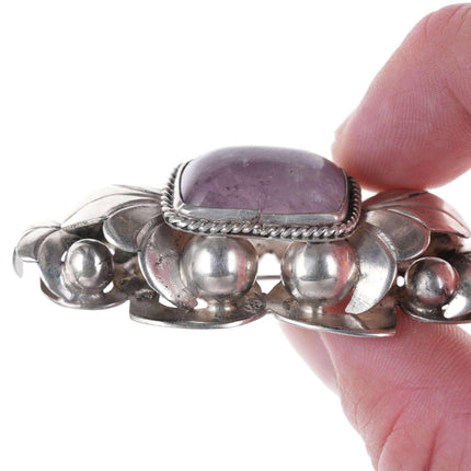 c1940's Mexican Modernist sterling silver pin with amethyst - Estate Fresh Austin