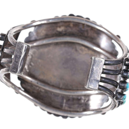 c1940's Native American silver Turquoise Cluster cuff bracelet - Estate Fresh Austin