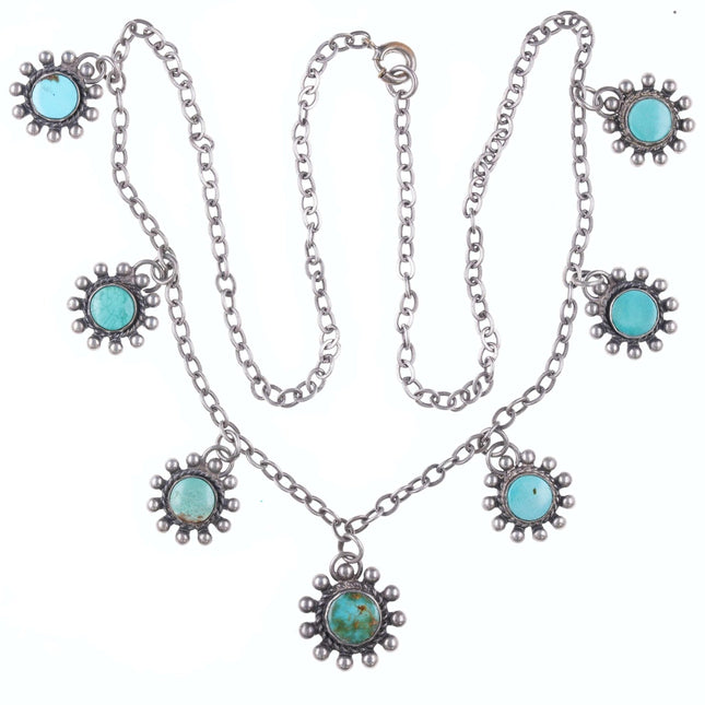 c1940's Vintage Native American sterling and turquoise charm necklace - Estate Fresh Austin