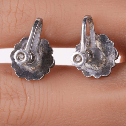 c1940's Zuni Snake eye sterling and turquoise screw back earrings - Estate Fresh Austin