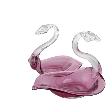 c1950 Cranberry Art Glass Swans with Ground Pontil Pair - Estate Fresh Austin