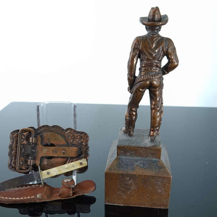c1950's Cowboy Items Dodge City Souvenir Bell Trading Post Copper Belt Buckle, a - Estate Fresh Austin