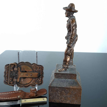 c1950's Cowboy Items Dodge City Souvenir Bell Trading Post Copper Belt Buckle, a - Estate Fresh Austin