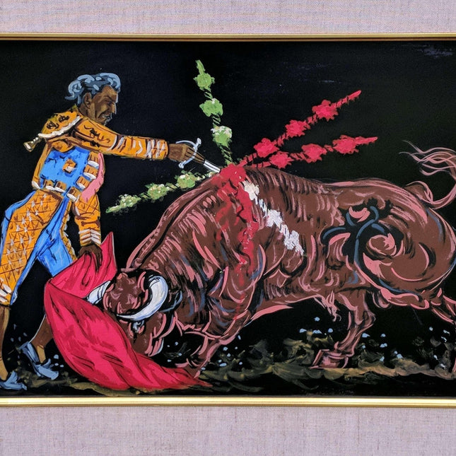 c1960 Matador Acrylic On Board Bull Fighter Painting - Estate Fresh Austin
