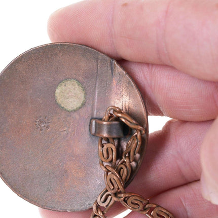 c1970's Copper/turquoise Bell trading post Pendant/necklace - Estate Fresh Austin