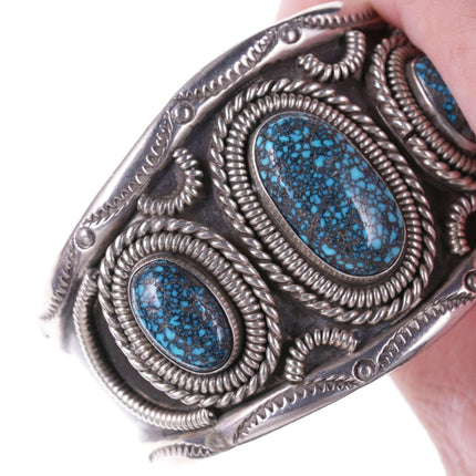 c1970's Lander Blue Turquoise Native American Silver bracelet - Estate Fresh Austin