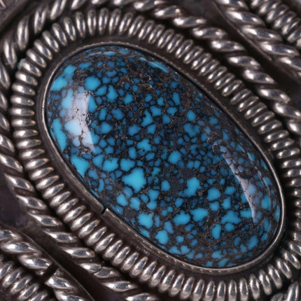 c1970's Lander Blue Turquoise Native American Silver bracelet - Estate Fresh Austin