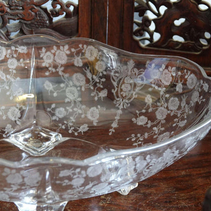 Cambridge Rose Point Oval footed 12" bowl - Estate Fresh Austin