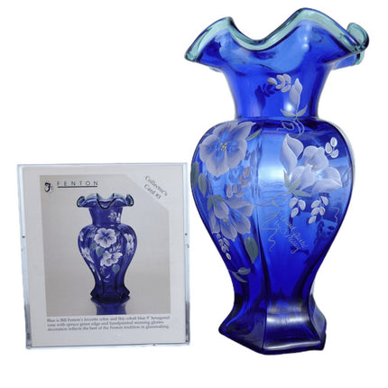 Cobalt Fenton 75th Anniversary Vase with collector cards/calendar - Estate Fresh Austin