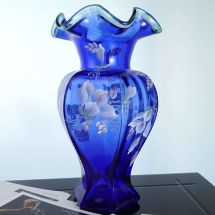 Cobalt Fenton 75th Anniversary Vase with collector cards/calendar - Estate Fresh Austin