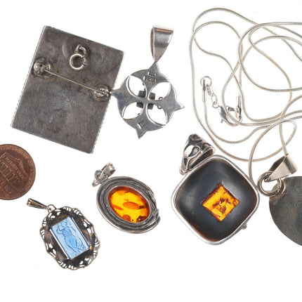 Collection vintage sterling pendants with necklace - Estate Fresh Austin