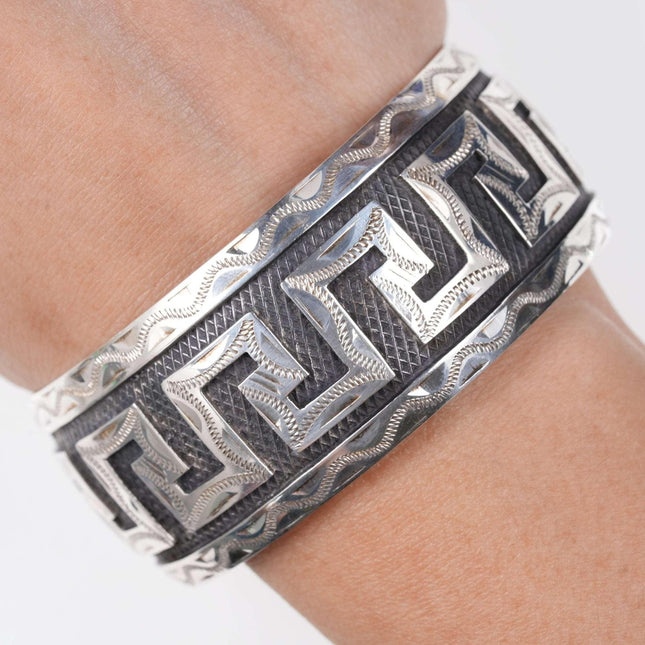 Cool Vintage Mexican Sterling cuff bracelet - Estate Fresh Austin