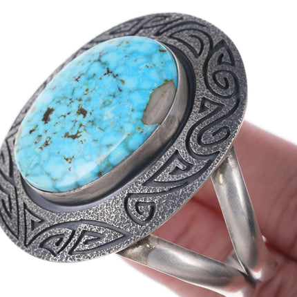 Daniel Benally Navajo Tufa Cast sterling turquoise cuff bracelet - Estate Fresh Austin