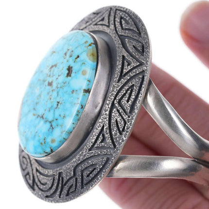 Daniel Benally Navajo Tufa Cast sterling turquoise cuff bracelet - Estate Fresh Austin