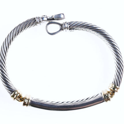 David Yurman 18k Gold 925 Sterling Silver Cable Bangle bracelet - Estate Fresh Austin