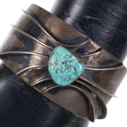 Drew M Ruiz Modernist Navajo Sterling/Turquoise Cuff bracelet - Estate Fresh Austin