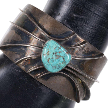 Drew M Ruiz Modernist Navajo Sterling/Turquoise Cuff bracelet - Estate Fresh Austin