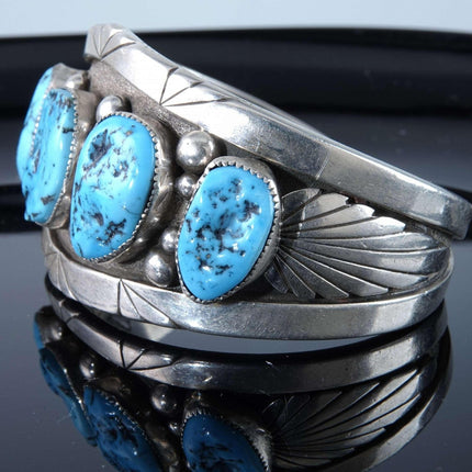 Eagle Boy Jemez Pueblo Sterling and Turquoise Cuff Bracelet - Estate Fresh Austin