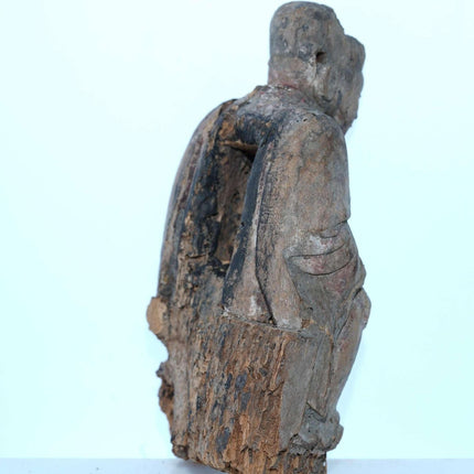 Early Chinese Carved wood temple figure - Estate Fresh Austin