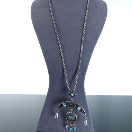 Egyptian Silver filigree and turquoise pendant with necklace - Estate Fresh Austin