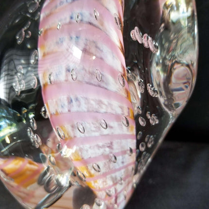 Fire Island Austin Studio Glass Paperweight Biomorphic Pink Twisted Tongue Shape - Estate Fresh Austin