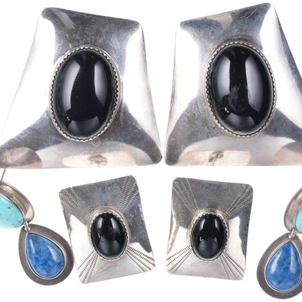 Foster Yazzie Navajo Sterling/onyx and other Native American southwestern earrin - Estate Fresh Austin
