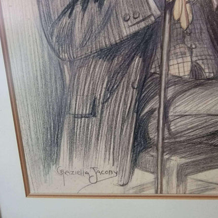 Graziella Jacoby (American/Czech, 1885-1980) pencil drawing of a gentleman - Estate Fresh Austin