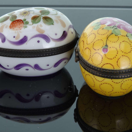 Hand Painted Limoges Trinket Boxes egg shaped - Estate Fresh AustinUnsorted Antique Ceramics