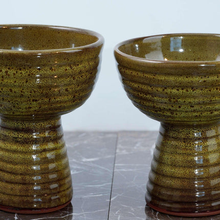 Harding Black Texas Studio Art Pottery Stemmed Cups - Estate Fresh AustinAmerican Art Pottery