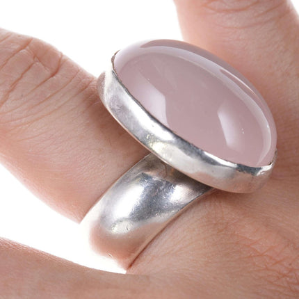 Heavy Obsidian Sterling rose quartz ring - Estate Fresh Austin