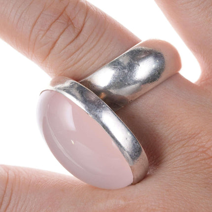 Heavy Obsidian Sterling rose quartz ring - Estate Fresh Austin