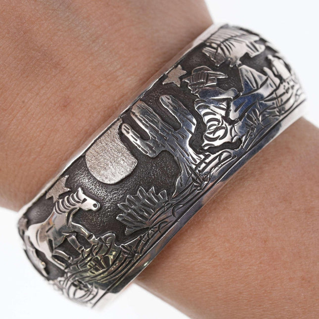 Hopi Overlay style Sterling silver cuff bracelet u - Estate Fresh Austin