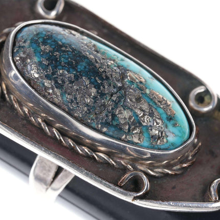 Incredible Matrix Large Vintage navajo sterling/turquoise ring - Estate Fresh Austin