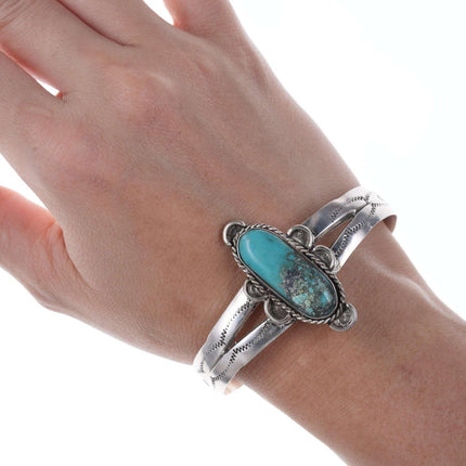 J Begay Sterling Turquoise Native American cuff bracelet - Estate Fresh Austin